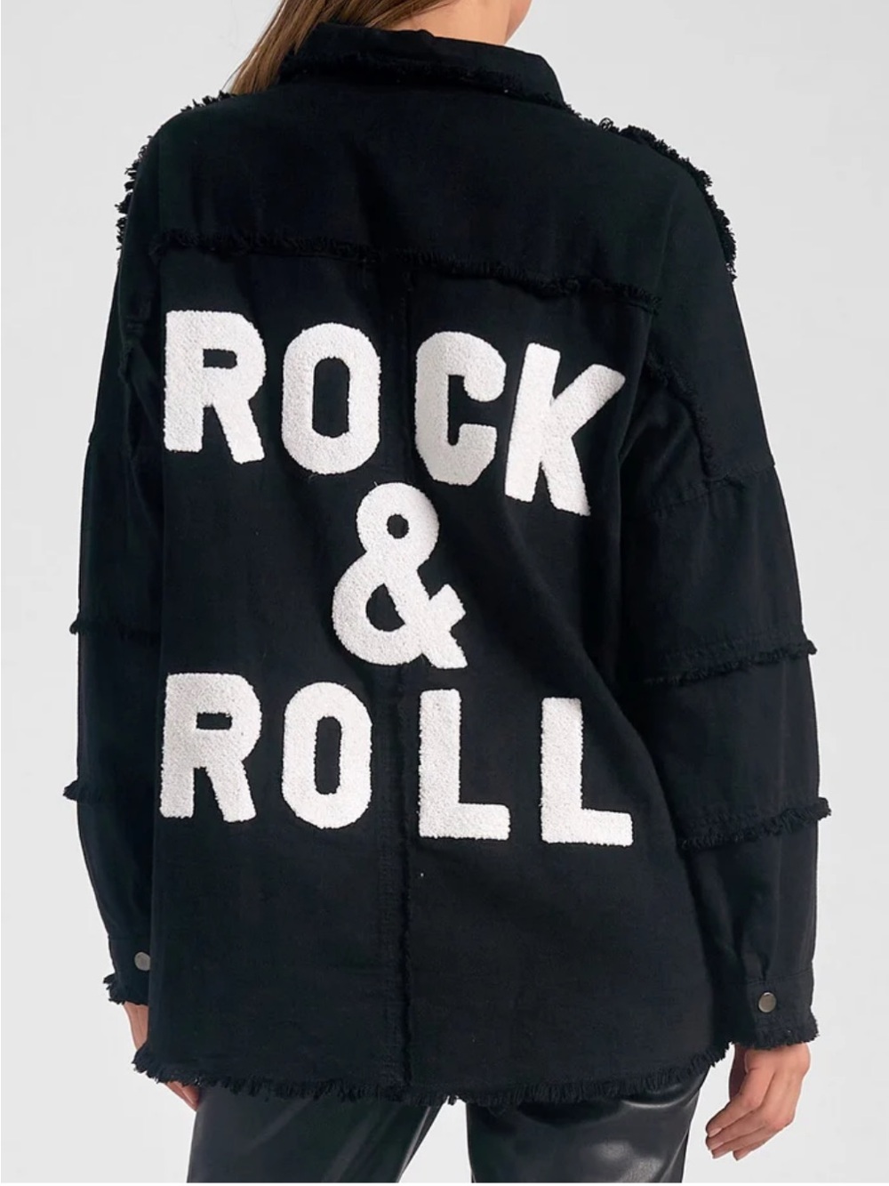 Elan Devon Rock & Roll Distressed Black Shacket